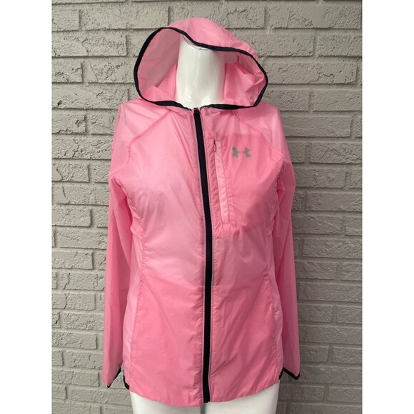 Under Armour Women Coldgear Hooded Pink Raincoat Size XS - Picture 1 of 10
